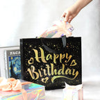 Birthday Gift Bag With Gold Shiny Stars Reusable Party Gift Bags (1 Pc) - 9XShoppy