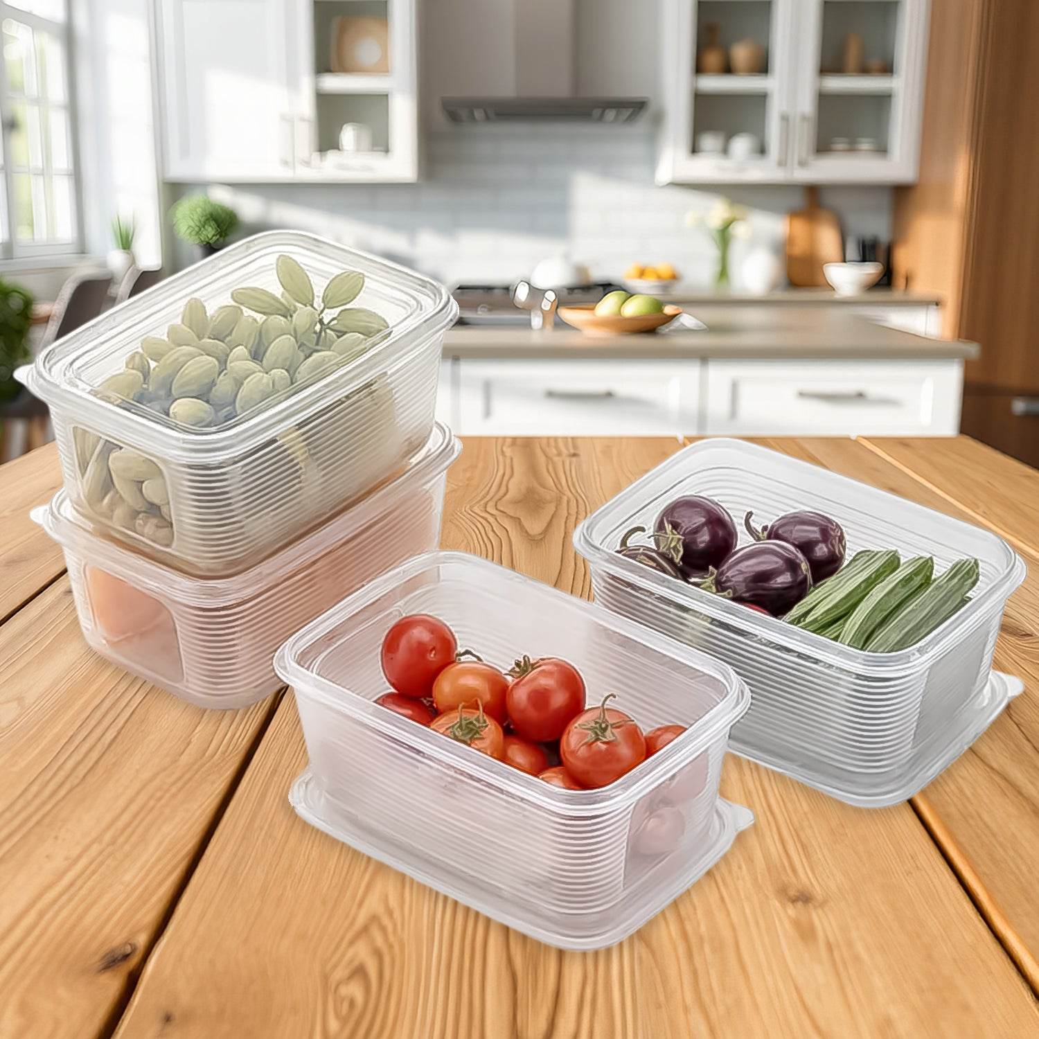 6 Pcs Multipurpose Plastic Food Storage Container Set - 9XShoppy