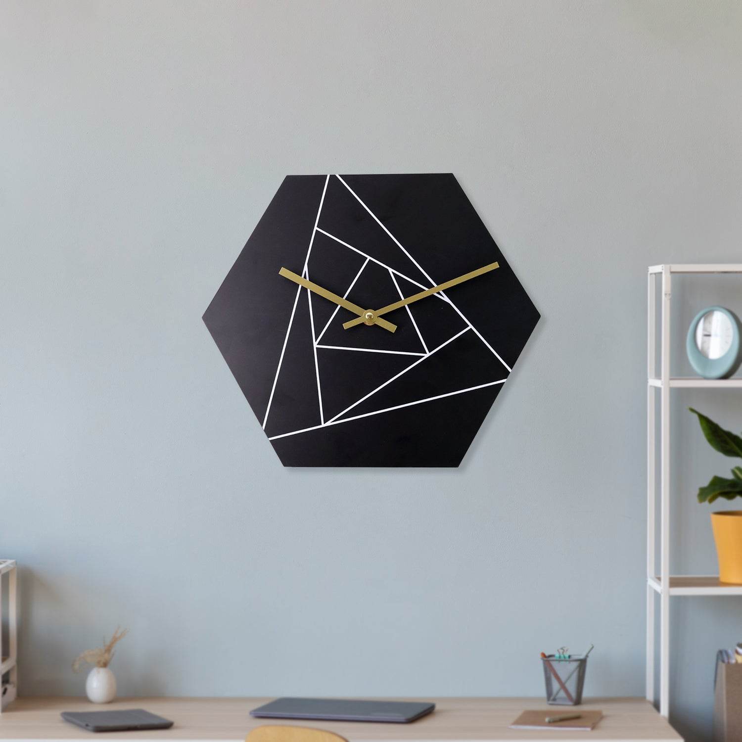 Modern Geometric Hexagon Wall Clock (1 Pc) - 9XShoppy