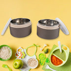 8147 Ganesh Smart Stack 2 Layer Protable Lunch Box Stainless Steel Airtight Leak-proof Lunch Box For Office School Picnic - Color May Vary - 9XShoppy