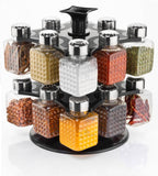 5503 All New Square 16 Bottle Design 360 Degree Revolving Spice Rack Container Condiment Pieces Set Square Small Container - 9XShoppy