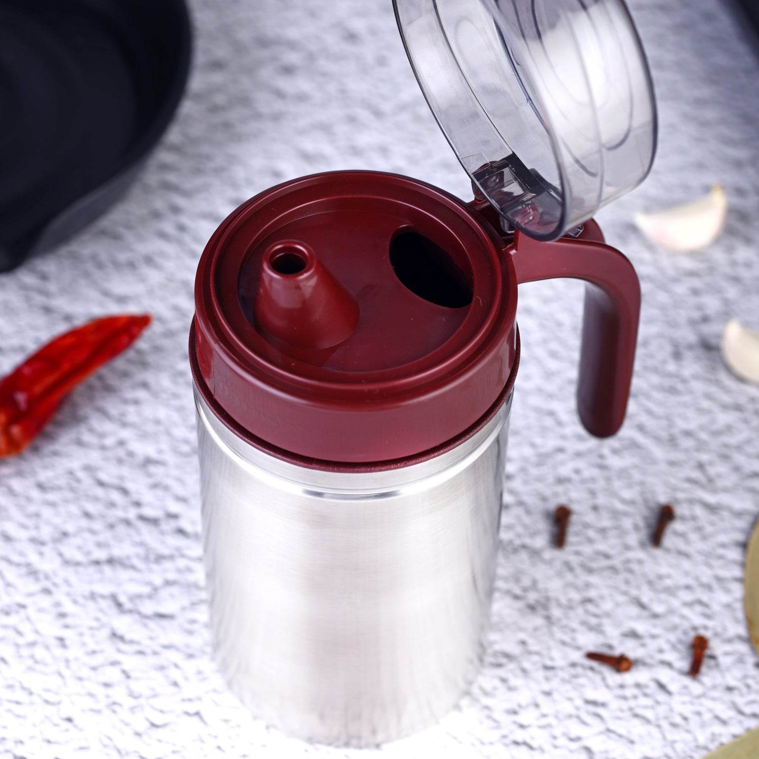 8126 Oil Dispenser Stainless Steel With Small Nozzle 500ml Oil Container. - 9XShoppy