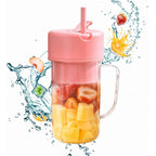 Portable Crusher Juicer With Handle Straw Usb Rechargeable 6 Blades (420 Ml) - 9XShoppy