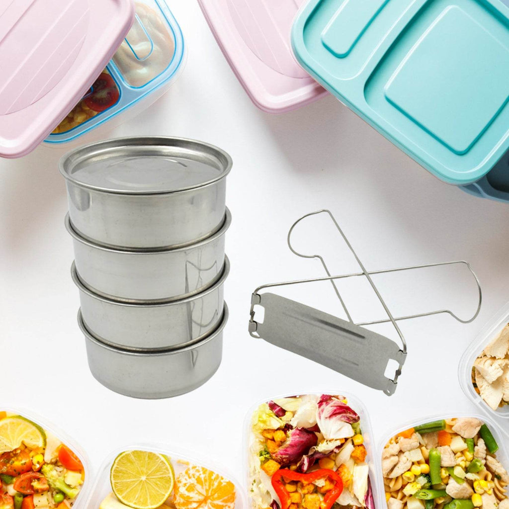 Double Wall Insulated Stainless Steel Tiffin 4 Compartment Lunch Box - 9XShoppy