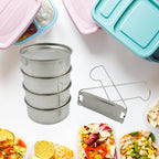 Double Wall Insulated Stainless Steel Tiffin 4 Compartment Lunch Box - 9XShoppy