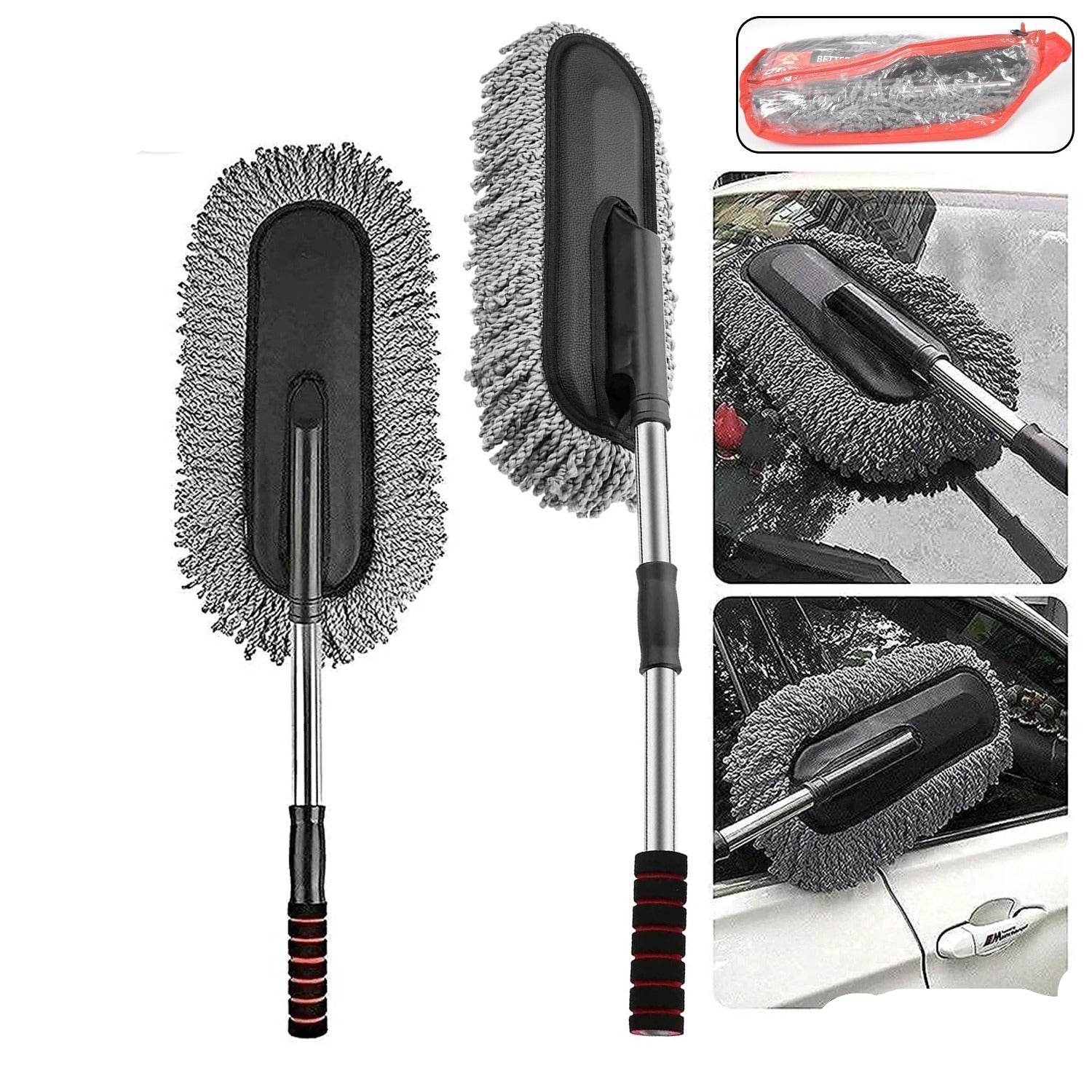 Car Duster with Long Retractable Handle – Microfiber Wash Brush for Vehicle & Home - 9XShoppy