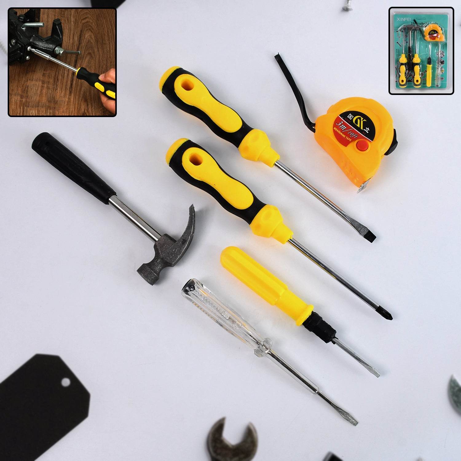 6 In 1 Hand Tool Kit Repair Home Screwdrivers Tool Kit With Tools Including Daily - 9XShoppy