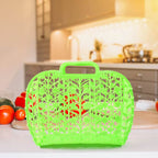 Plastic Foldable Basket Bag Fruit Vegetable Storage Basket (3 Pcs Set Multicolor) - 9XShoppy