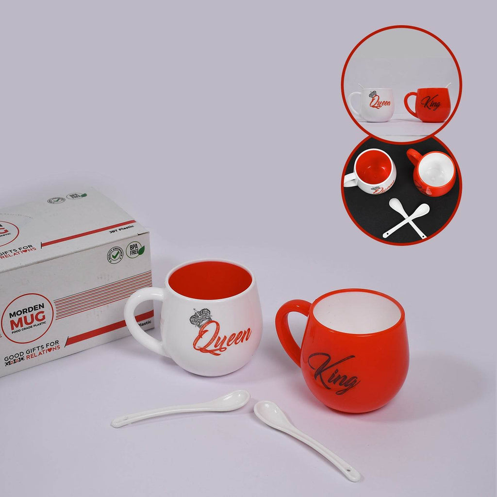 King Queen Printed Couple Matching Coffee tea Plastic Coffee Mug - 9XShoppy