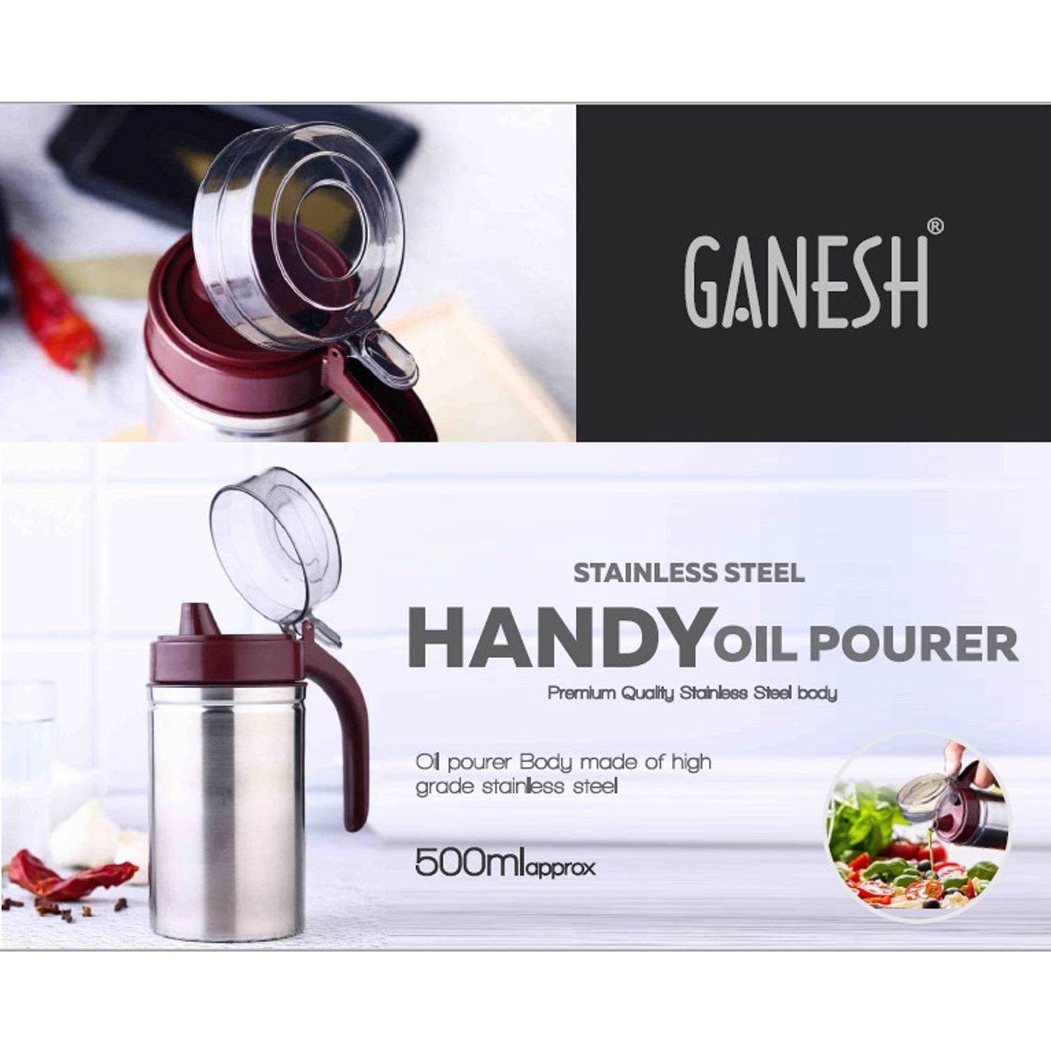 8126 Oil Dispenser Stainless Steel With Small Nozzle 500ml Oil Container. - 9XShoppy