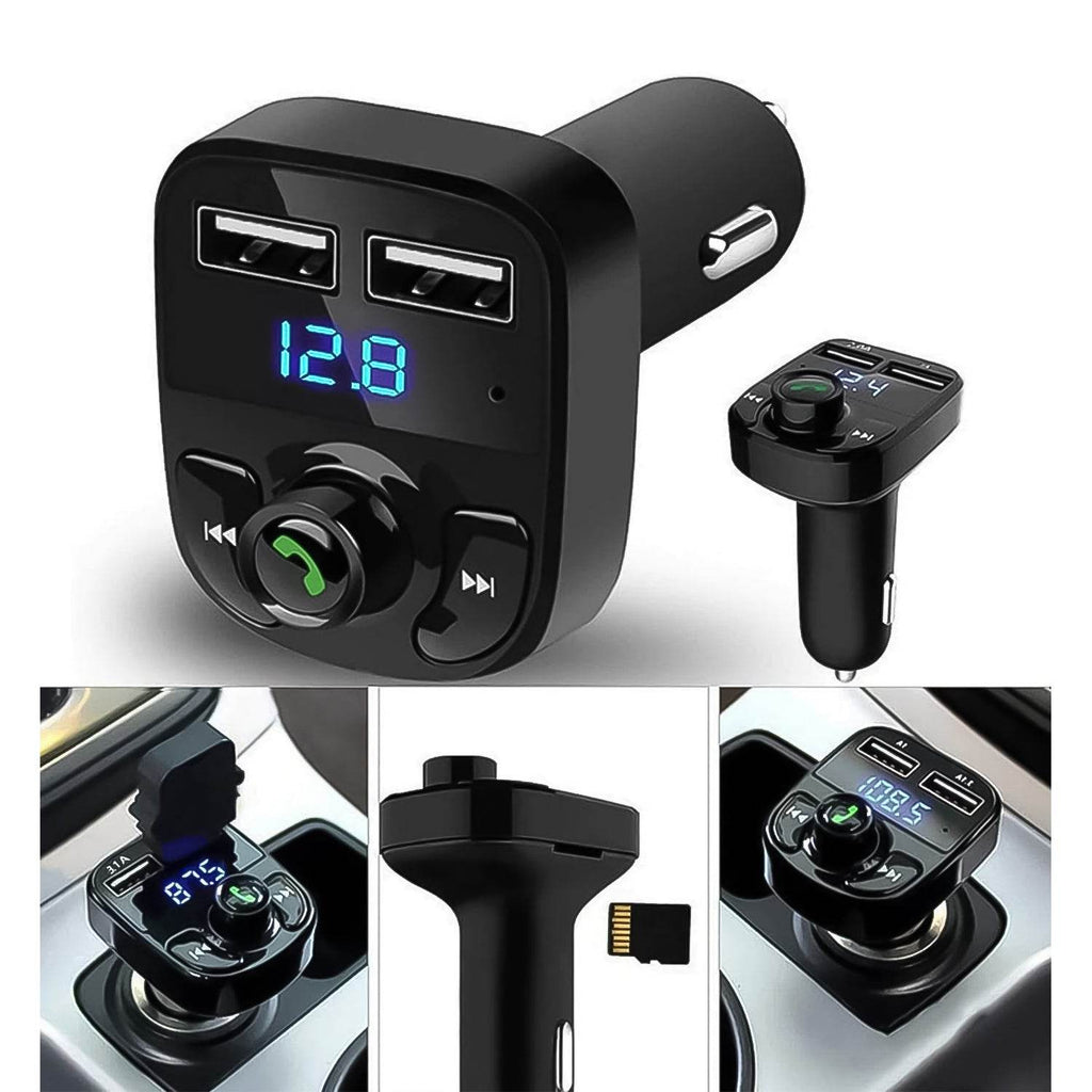 8533 Car-x8 Bluetooth Fm Transmitter Kit For Hands-free Call Receiver Music Player Call Receiver Fast Mobile Charger Ports For All Smartphoneswith 3.1a Quick Charge Dual Usb Car Charger - 9XShoppy