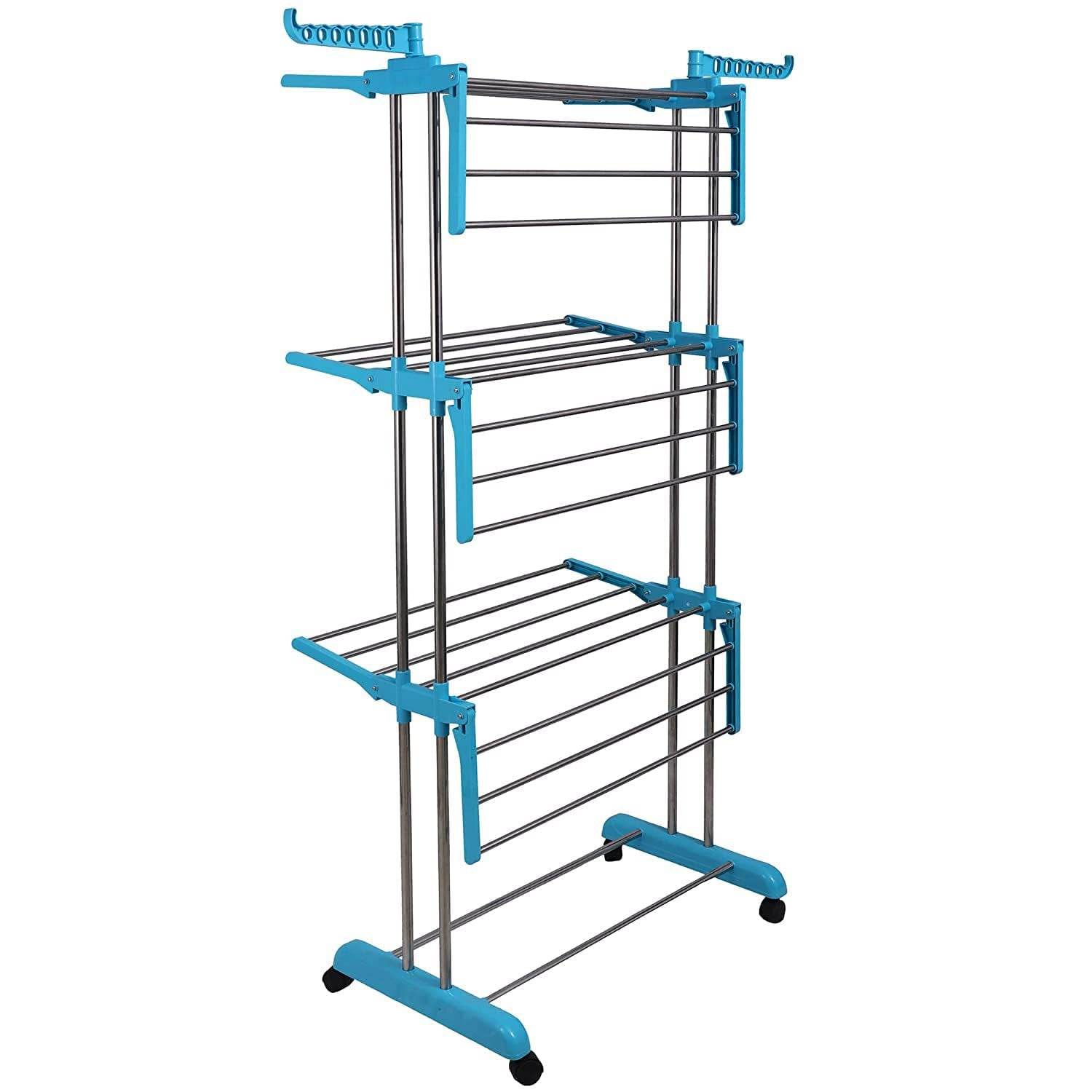 Premium Heavy Duty Stainless Steel 3 Layer Foldable Cloth Drying Stand (1 Set With Colour Box) - 9XShoppy