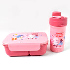 Plastic Lunch Box Leak Proof 2 Compartment With Bottle And Fork (1 Set Mix Color) - 9XShoppy