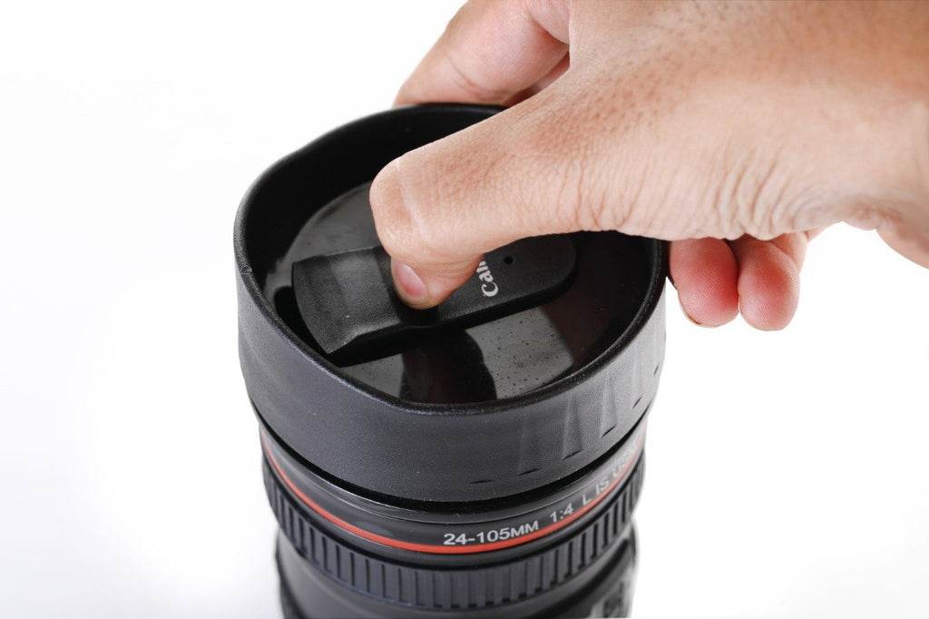 Camera Lens Shaped Coffee Mug Flask With Lid - 9XShoppy