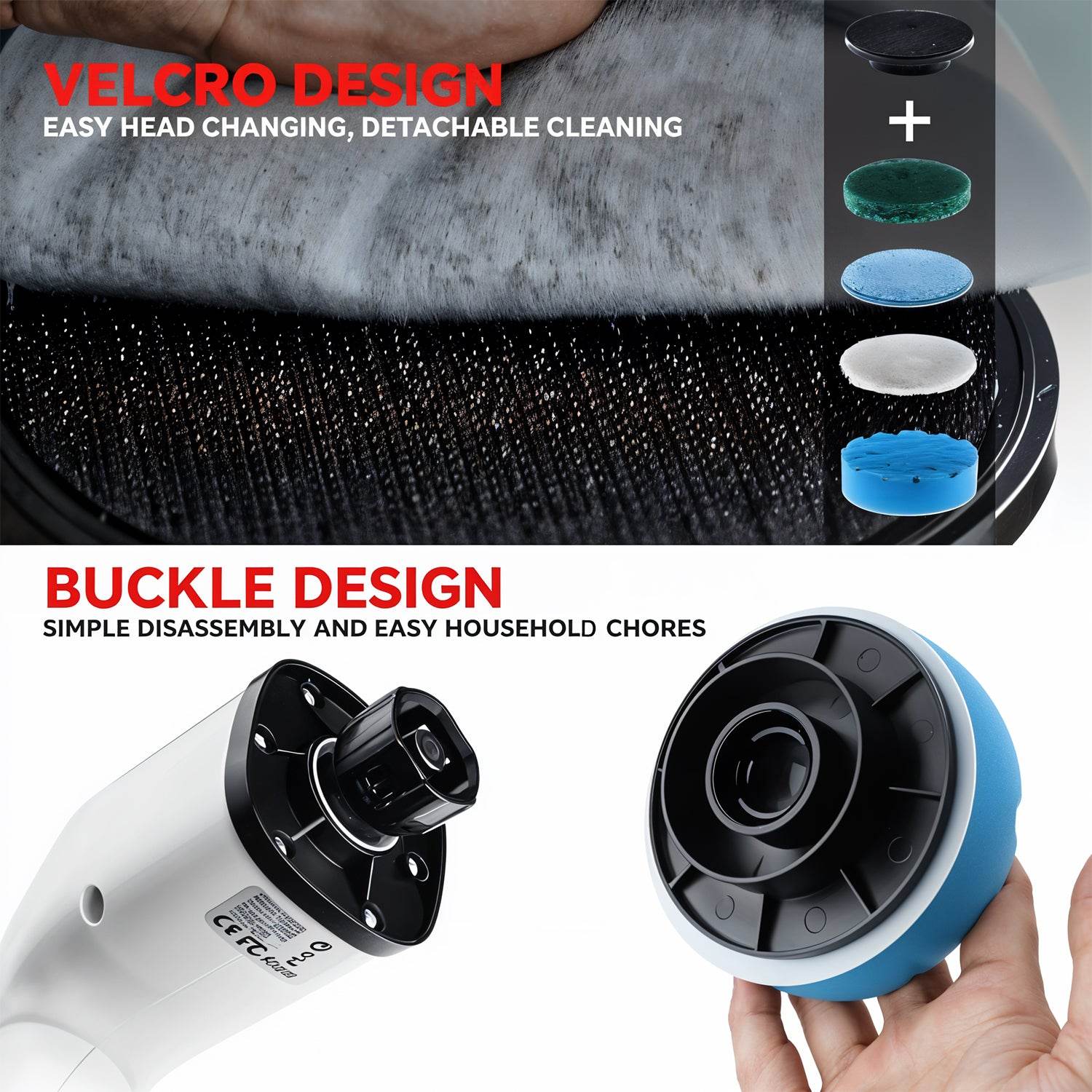7-in-1 Electric Spin Scrubber Cleaning Brush With Extension Handle (1 Set) - 9XShoppy