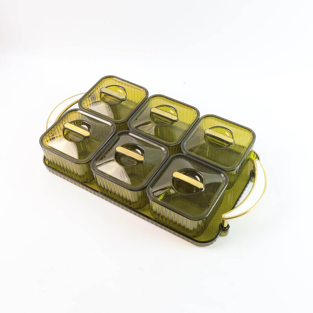 Liger Multipurpose Transparent Spice Jar Set With Tray And Lids 400ml Approx (6 Pc) - 9XShoppy