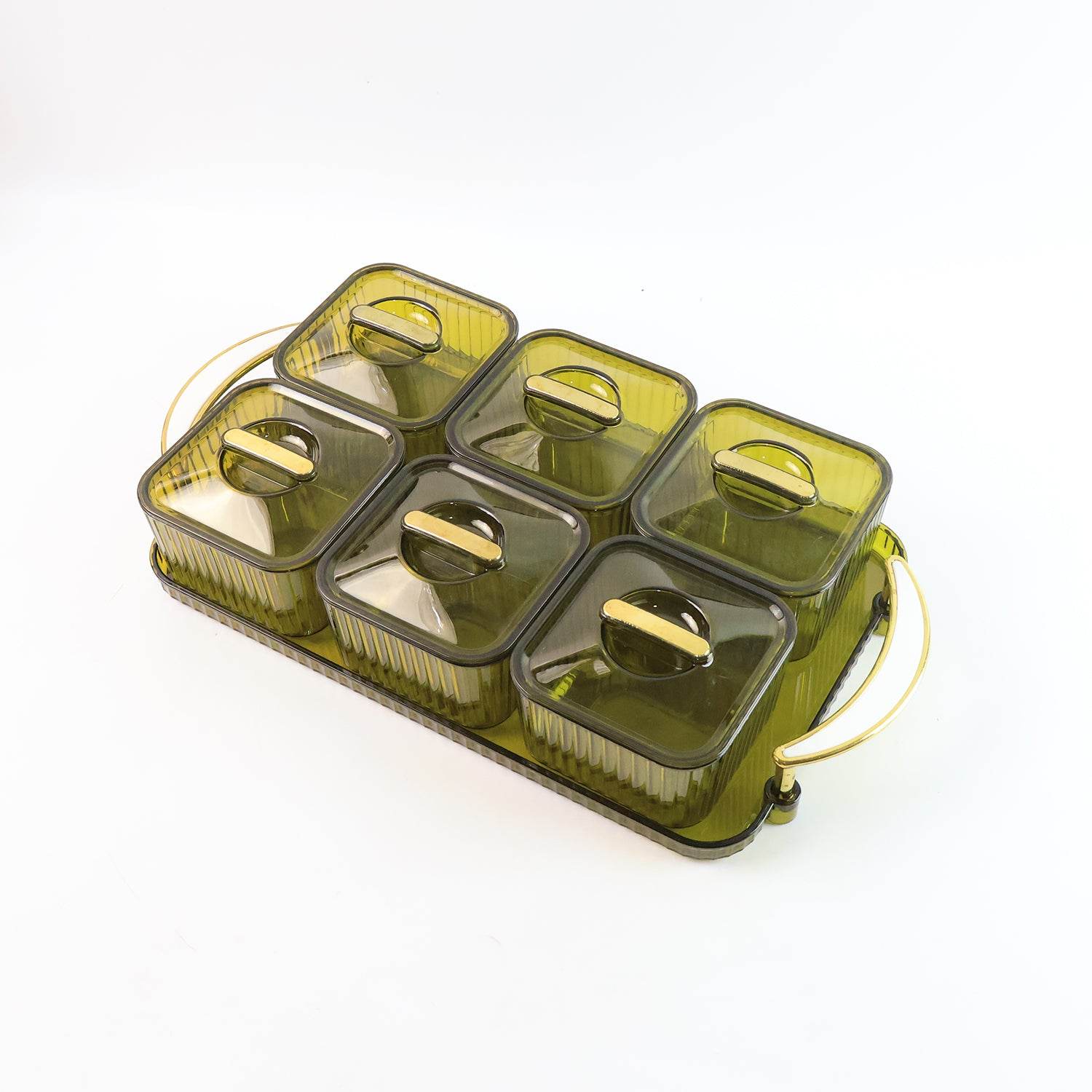 Liger Multipurpose Transparent Spice Jar Set With Tray And Lids 400ml Approx (6 Pc) - 9XShoppy