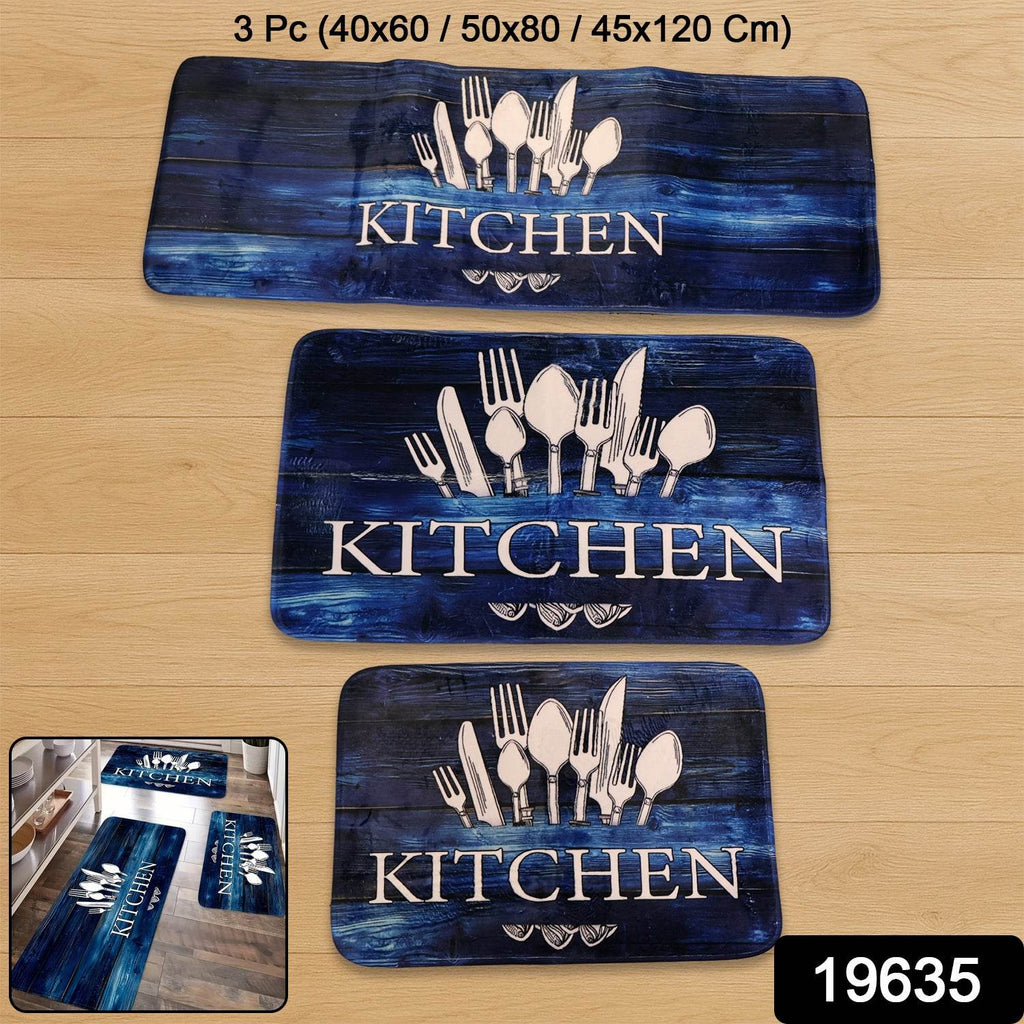 Kitchen Floor Mat Non-slip Printed Runner Rugs (3 Pc) - 9XShoppy