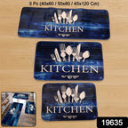 Kitchen Floor Mat Non-slip Printed Runner Rugs (3 Pc) - 9XShoppy