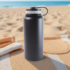 Black Stainless Steel Double Wall Vacuum-insulated Drink Water Bottle (1000 Ml) - 9XShoppy