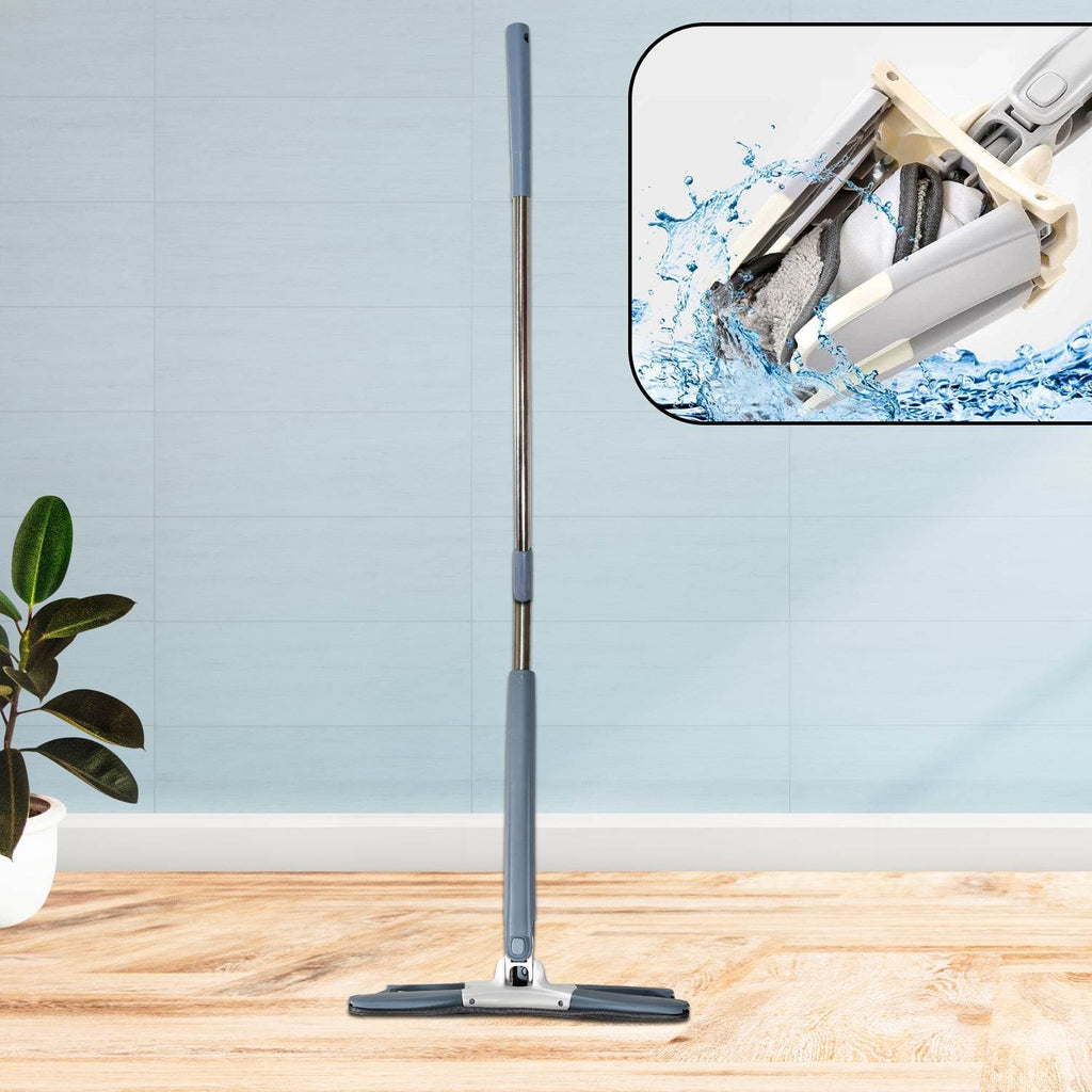 4874 X Shape Mop Or Floor Cleaning Hands-free Squeeze Microfiber Flat Mop System 360 Flexible Head Wet And Dry Mop For Home Kitchen With 1 Super-absorbent Microfiber Pads. - 9XShoppy