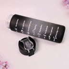 Plastic Black Motivational Water Bottle With Straw (900 Ml) - 9XShoppy