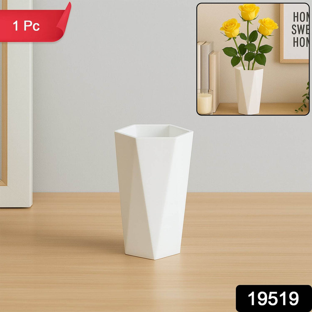 Modern Geometric Hexagon Plastic Flower Vase (1 Pc) - 9XShoppy