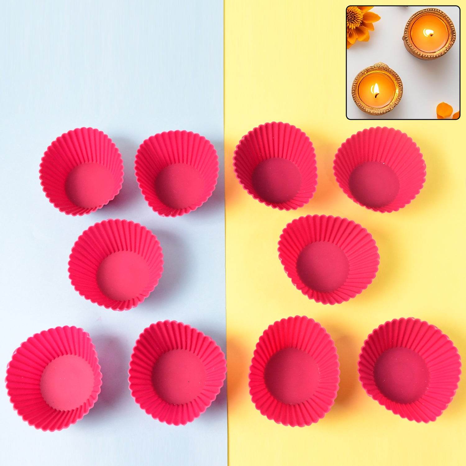 Silicone Cup Cake Mould (10 Pcs Set) - 9XShoppy