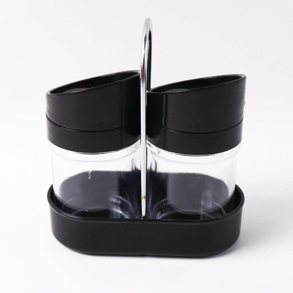 Apex Helix Salt N Pepper 2-piece Plastic Jar Set With Stand - 9XShoppy