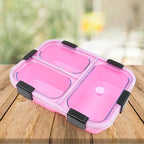 Plastic 3 Compartment Insulated Lunch Box Lunch Box (1 Pc) - 9XShoppy