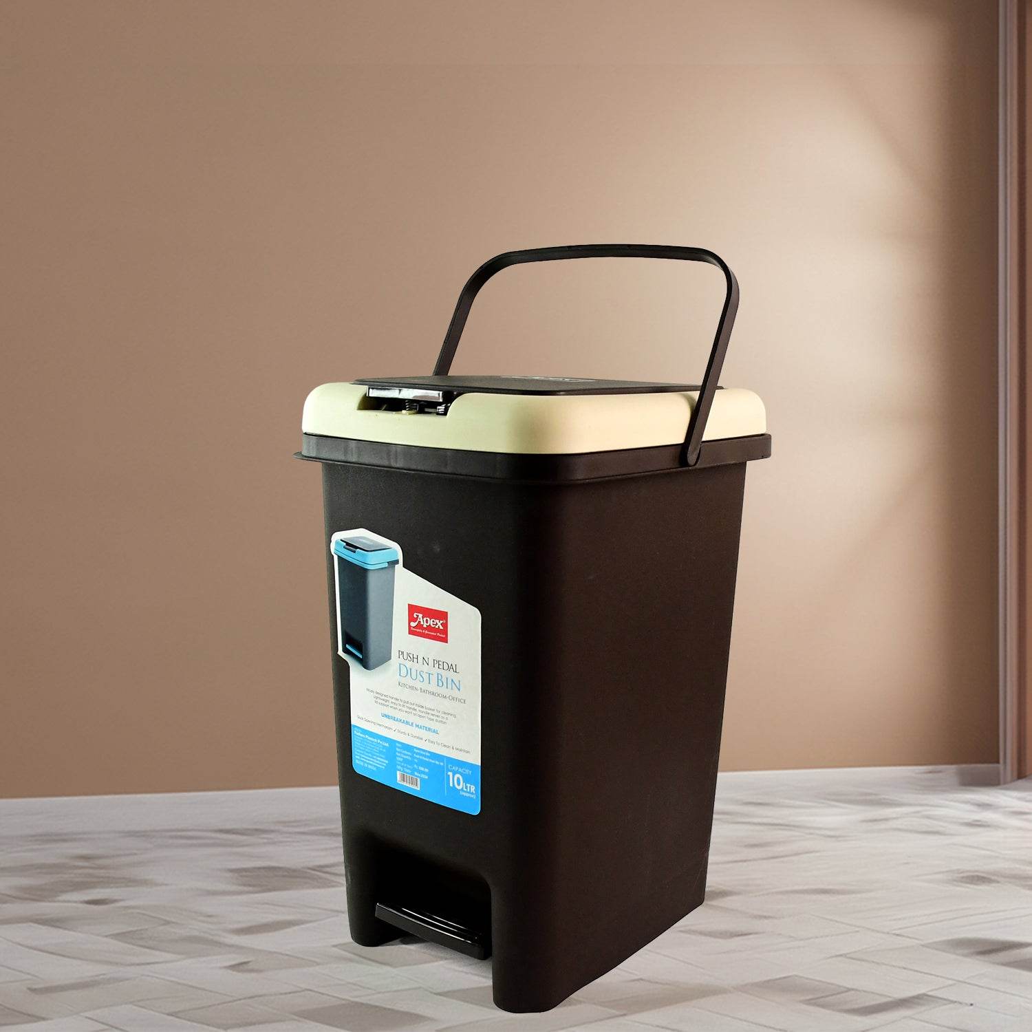 Apex Push N Pedal Plastic Dustbin 10l Capacity (1 Pc) - 9XShoppy