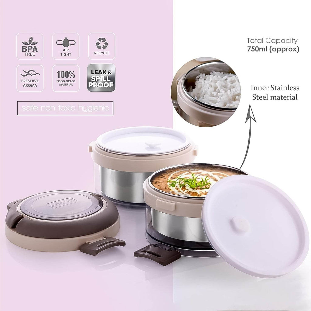 Ganesh Steko-2 Double Layer Stainless Steel Insulated Lunch Box Set - 9XShoppy
