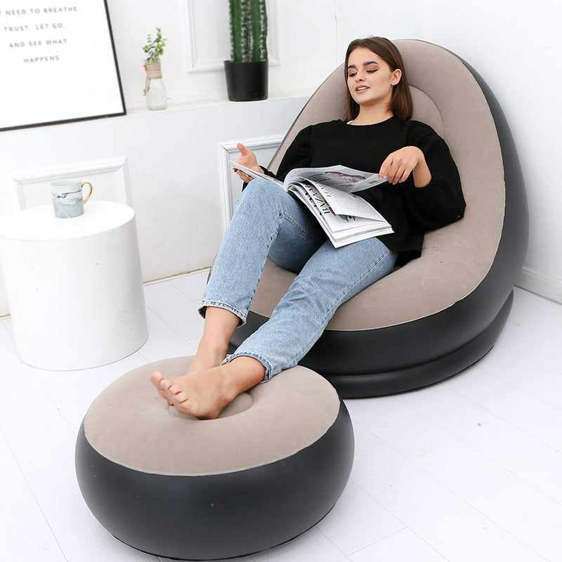 Inflatable Sofa Lounge Chair Ottoman Blow Up Chaise Lounge Air Sofa