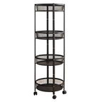 4-layer Round Metal Mesh Storage Organizer Rack With Wheels - 9XShoppy