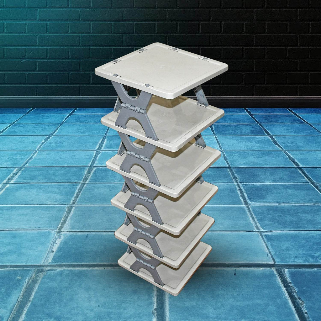 Smart Shoe Rack Shoes Stand Multifunctional Entryway Foldable Collapsible Door Shoe Rack Free Standing Heavy Duty Plastic Shoe Shelf Storage Organizer Narrow Footwear Home (1 Pc 4 Layer 6 Layer 8 Layer) - 9XShoppy