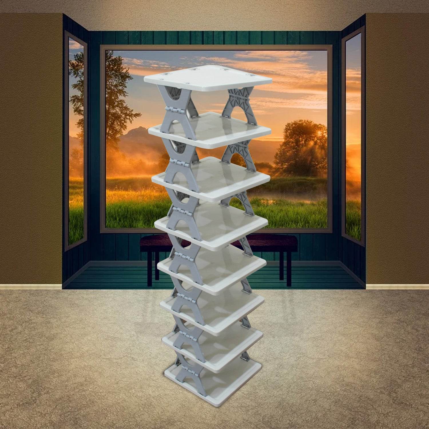 Smart Shoe Rack Shoes Stand Multifunctional Entryway Foldable Collapsible Door Shoe Rack Free Standing Heavy Duty Plastic Shoe Shelf Storage Organizer Narrow Footwear Home (1 Pc 4 Layer 6 Layer 8 Layer) - 9XShoppy