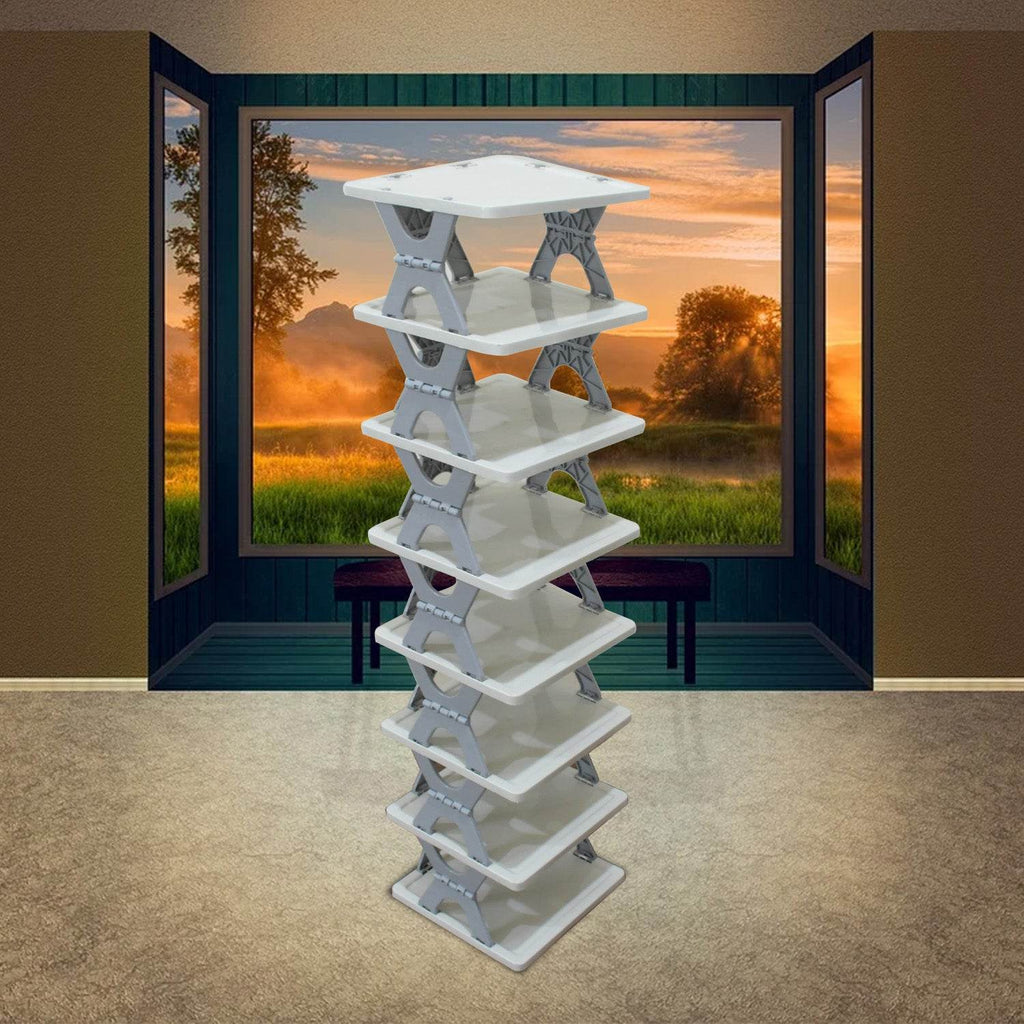 Smart Shoe Rack Shoes Stand Multifunctional Entryway Foldable Collapsible Door Shoe Rack Free Standing Heavy Duty Plastic Shoe Shelf Storage Organizer Narrow Footwear Home (1 Pc 4 Layer 6 Layer 8 Layer) - 9XShoppy
