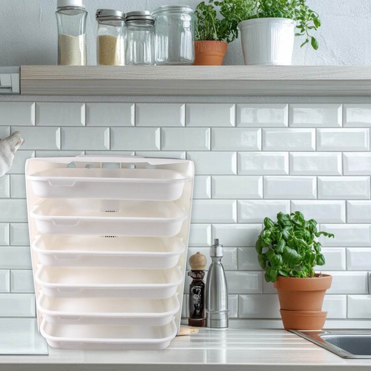 Plastic 6 Layer Wall-mounted Food Organizer Rack (1 Set) - 9XShoppy