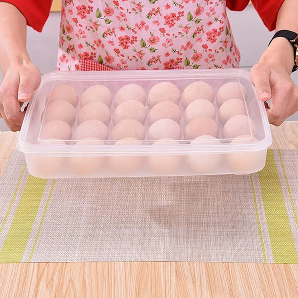 Plastic Egg Storage Container Holder For Refrigerator Egg Tray Holds 24 Eggs (1 Pc) - 9XShoppy