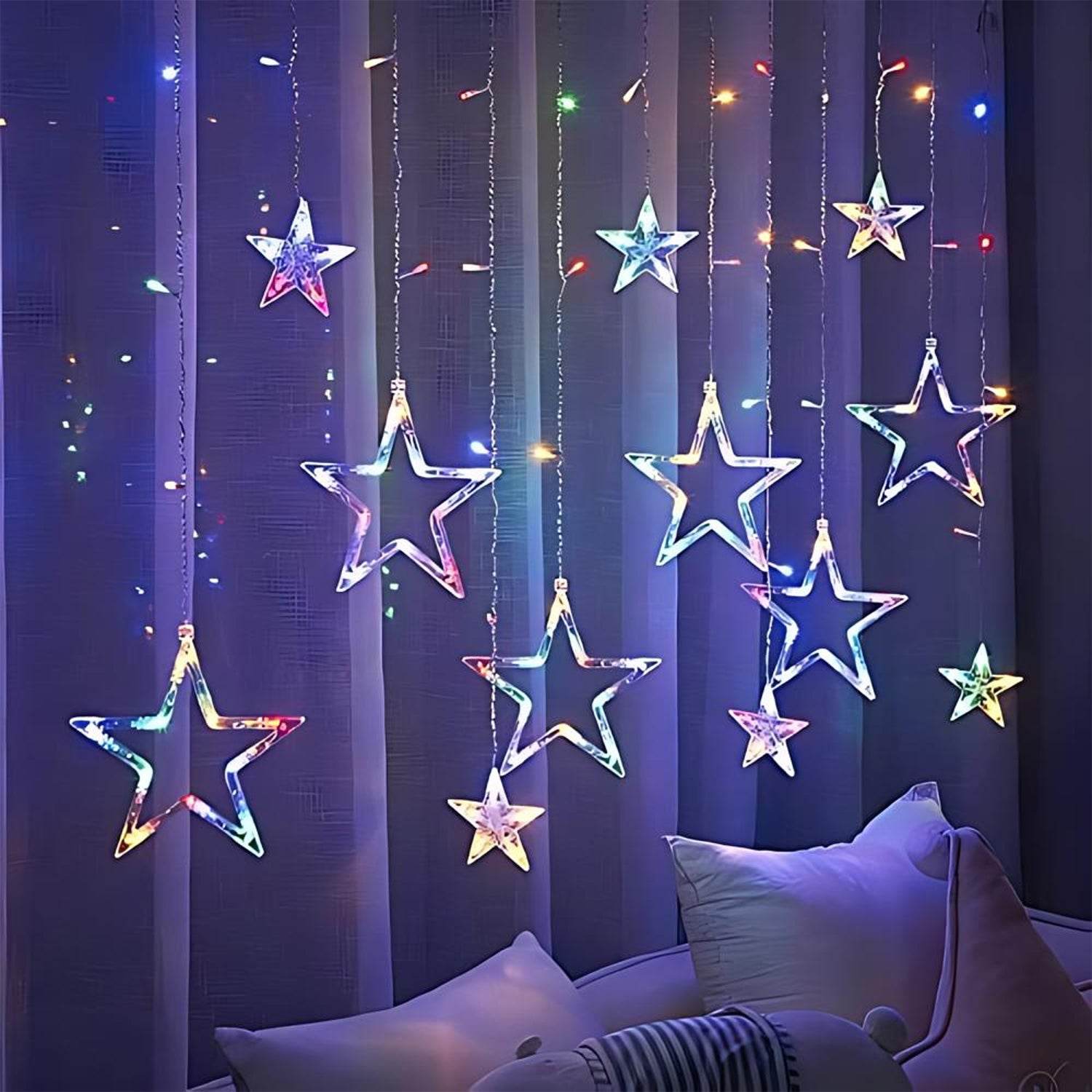 Stars Led Curtain String Lights With 8 Flashing Modes - 9XShoppy