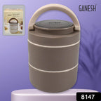 8147 Ganesh Smart Stack 2 Layer Protable Lunch Box Stainless Steel Airtight Leak-proof Lunch Box For Office School Picnic - Color May Vary - 9XShoppy