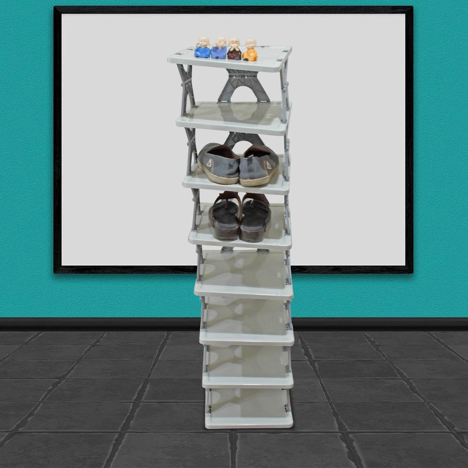Smart Shoe Rack Shoes Stand Multifunctional Entryway Foldable Collapsible Door Shoe Rack Free Standing Heavy Duty Plastic Shoe Shelf Storage Organizer Narrow Footwear Home (1 Pc 4 Layer 6 Layer 8 Layer) - 9XShoppy