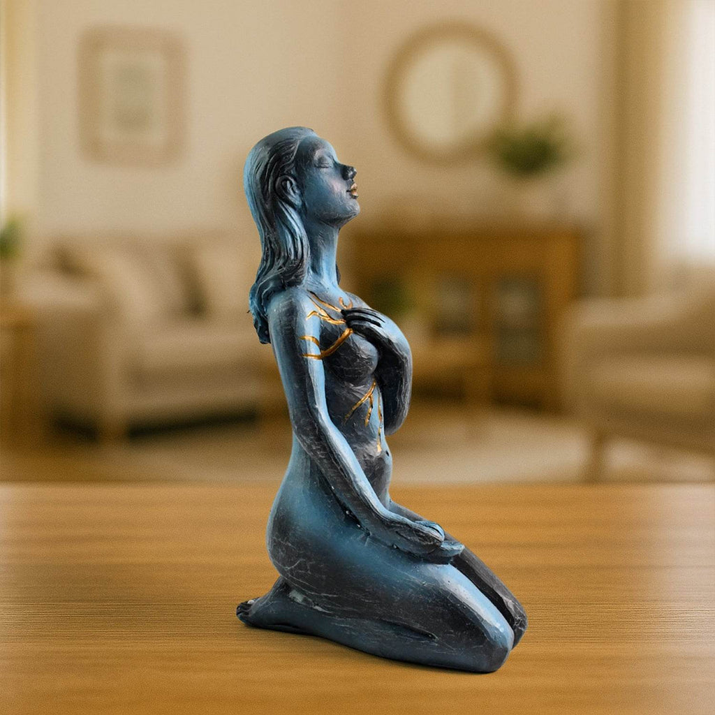 Elegant Resin Kneeling Woman Decorative Statue (1 Pc) - 9XShoppy