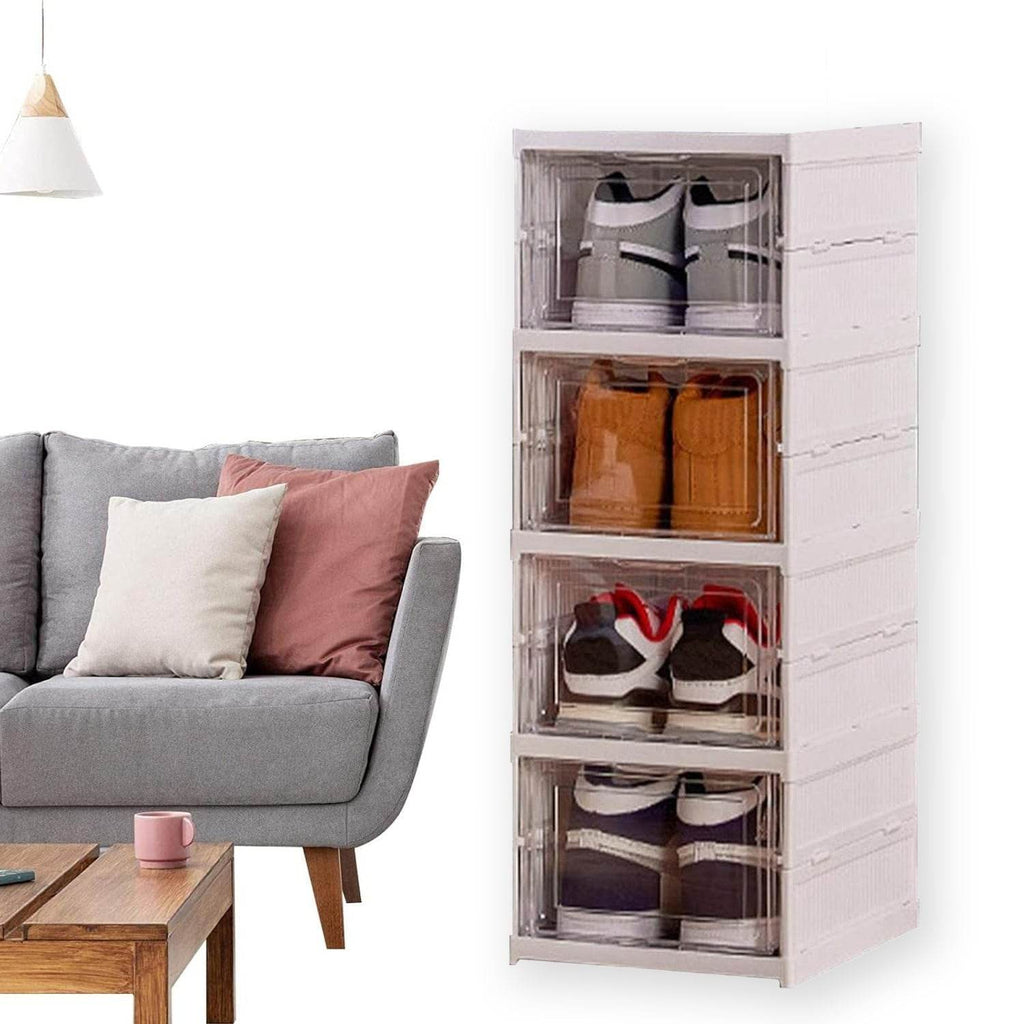 Stackable Multifunctional Storage For Clothes Foldable Drawer Shelf Basket Utility Cart Rack Storage Organizer Cart For Kitchen Pantry Closet Bedroom Bathroom Laundry (4 Layer 1 Pc) - 9XShoppy