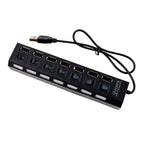 6994 Usb Splitter Multi Port Usb 2.0 Hub 7 Port With Independent Onoff Switch And Led Indicators Usb A Port Data Hub Suitable For Pc Computer Keyboard Laptop Mobile Hdd Flash Drive Camera Etc - 9XShoppy
