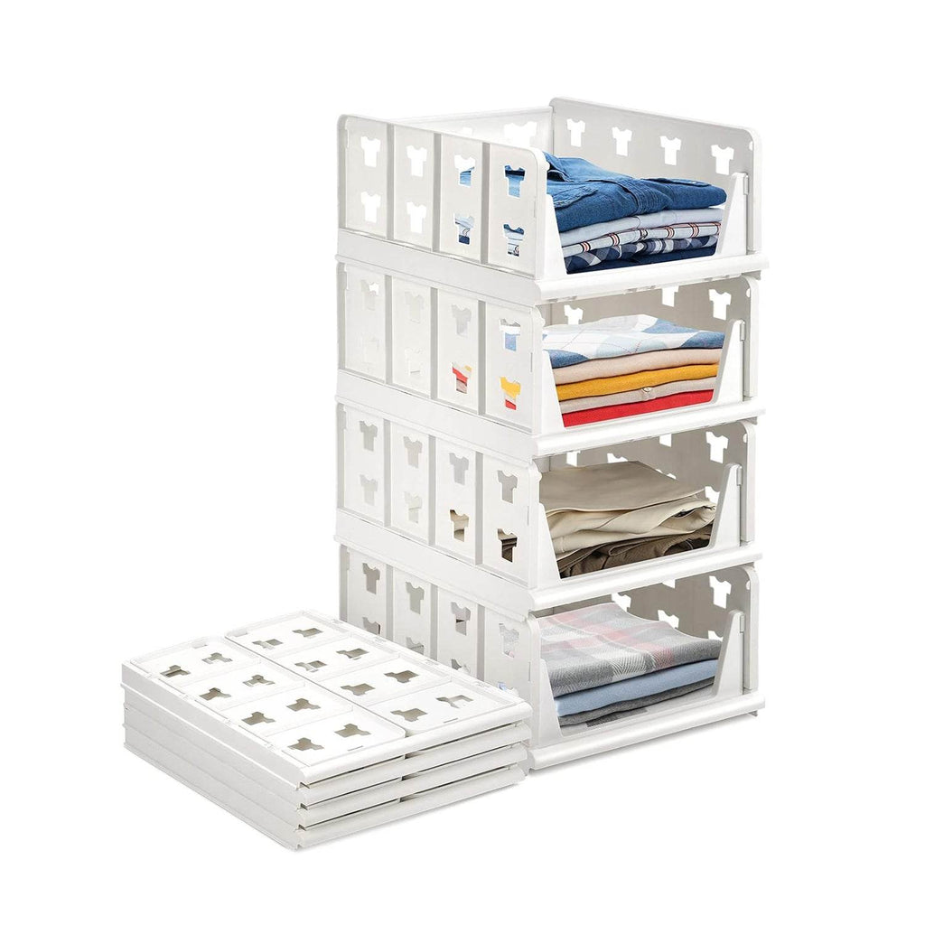 7887 4 Layer Stackable Multifunctional Storagefor Clothes Foldable Drawer Shelf Basket Utility Cart Rack Storage Organizer Cart For Kitchen Pantry Closet Bedroom Bathroom Laundry (4 Layer 1 Pc) - 9XShoppy