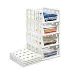 7887 4 Layer Stackable Multifunctional Storagefor Clothes Foldable Drawer Shelf Basket Utility Cart Rack Storage Organizer Cart For Kitchen Pantry Closet Bedroom Bathroom Laundry (4 Layer 1 Pc) - 9XShoppy
