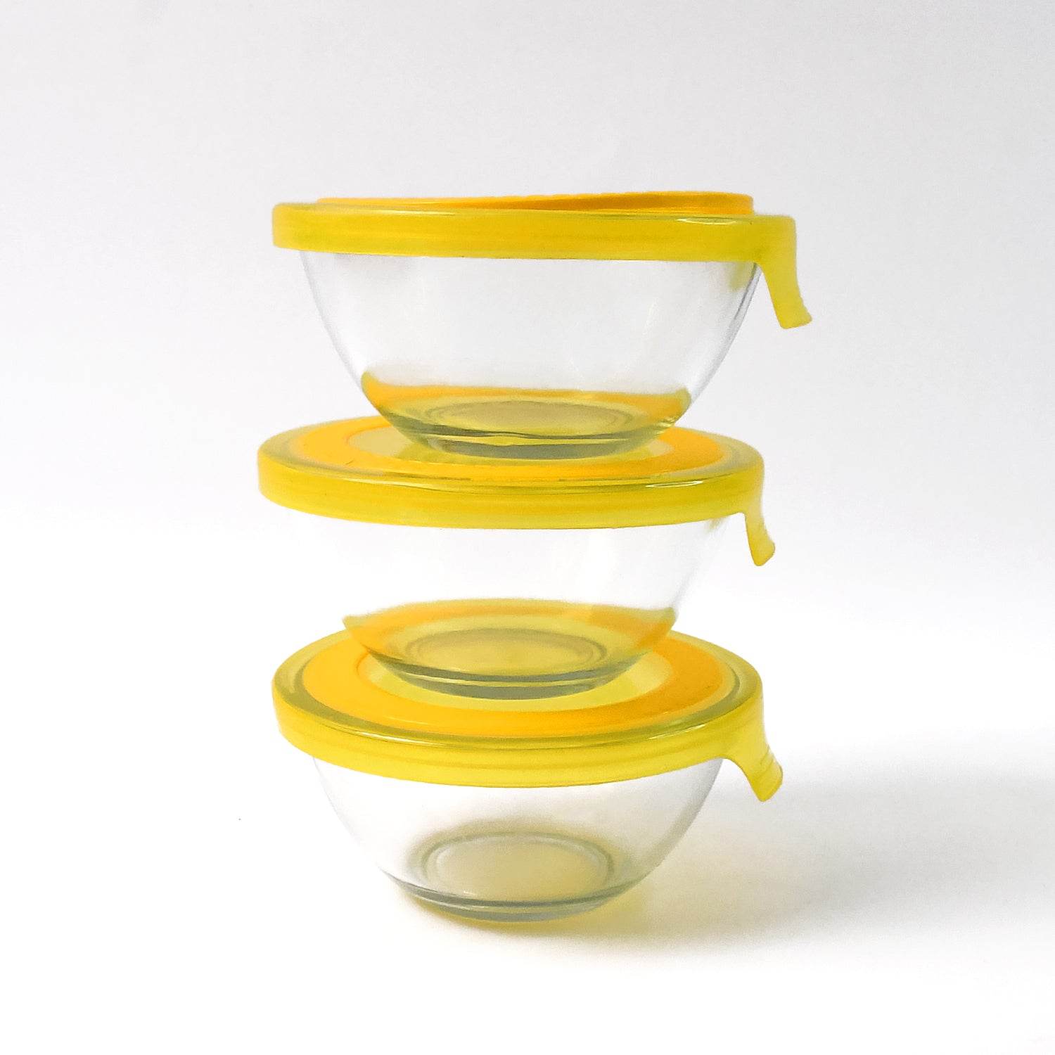 Dazzle Glass Bowl Set Mixing Storage Bowls With Lids (3 Pcs Set) - 9XShoppy
