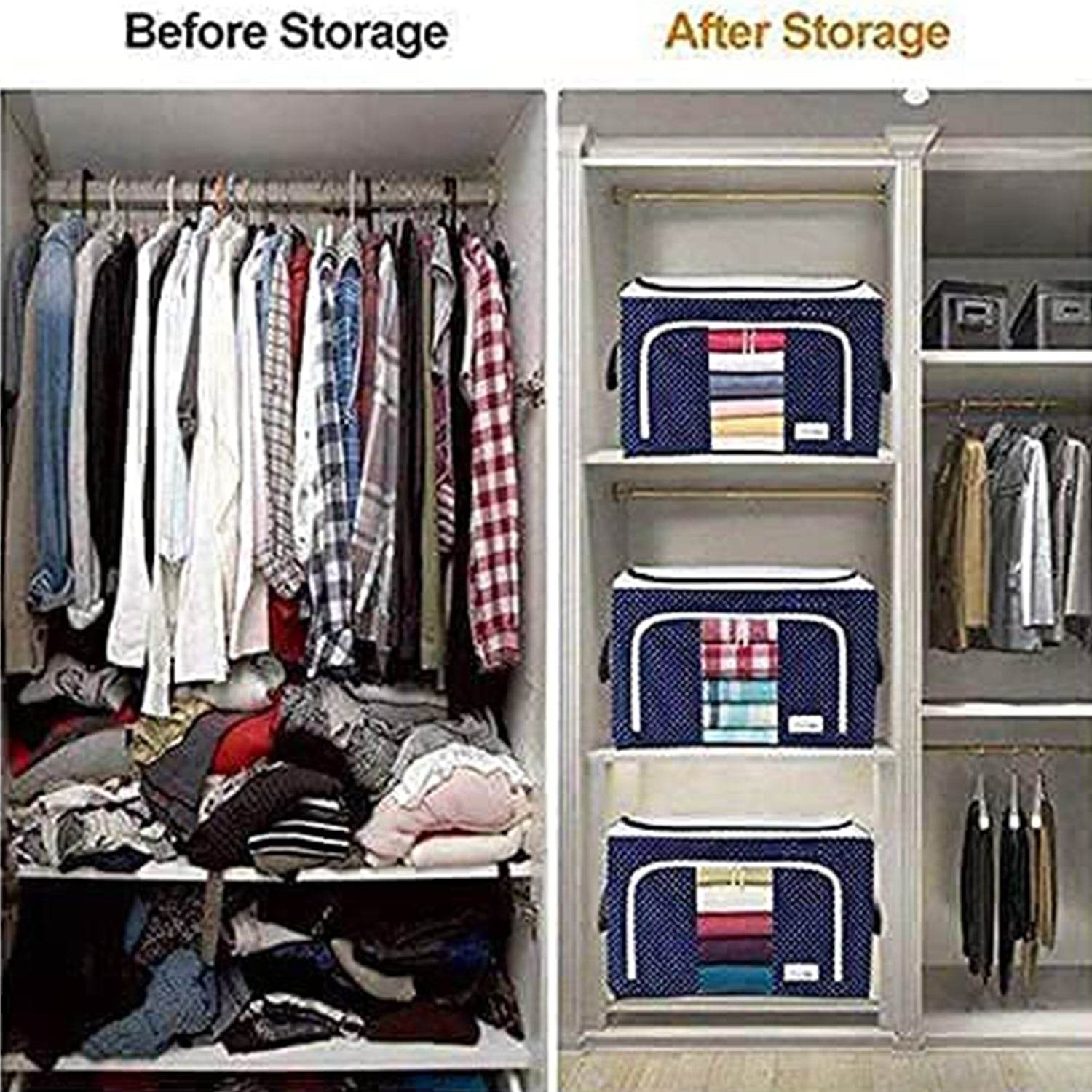 Foldable Steel Frame Clothes Living Storage Organizer - 9XShoppy