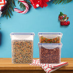 5800 Classics Rectangular Plastic Airtight Food Storage Containers With Leak Proof Locking Lid Storage Container Set Of 3 Pc( Approx Capacity 500ml1000ml1500ml Transparent) - 9XShoppy